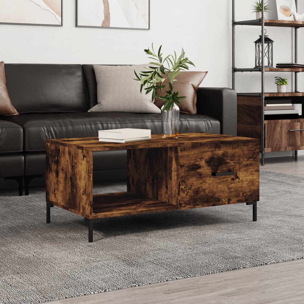 Table basse chêne fumé 90x50x40 cm bois d'ingénierie - XIOS