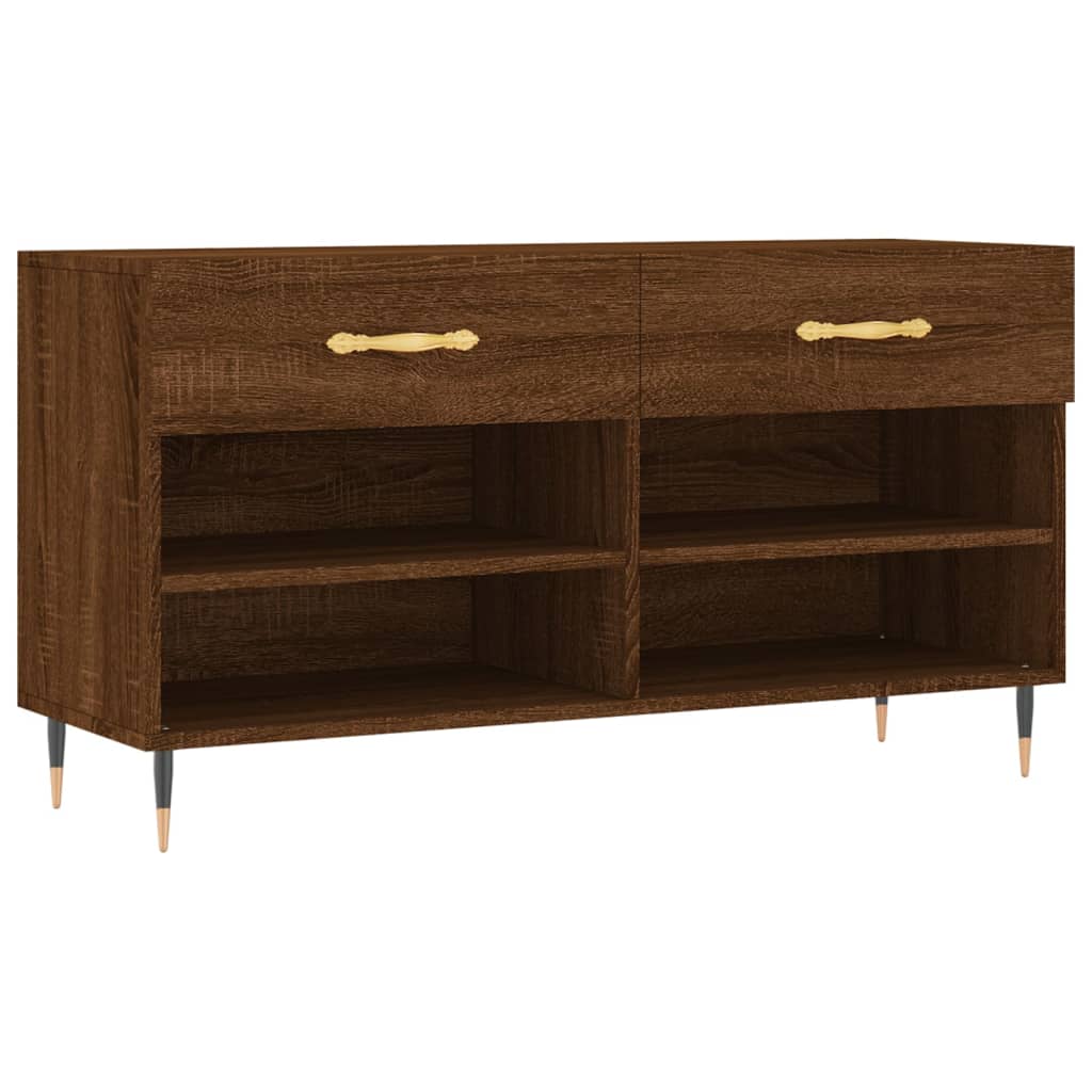 Banc à chaussures chêne marron 102x35x55 cm bois d'ingénierie - XIOS
