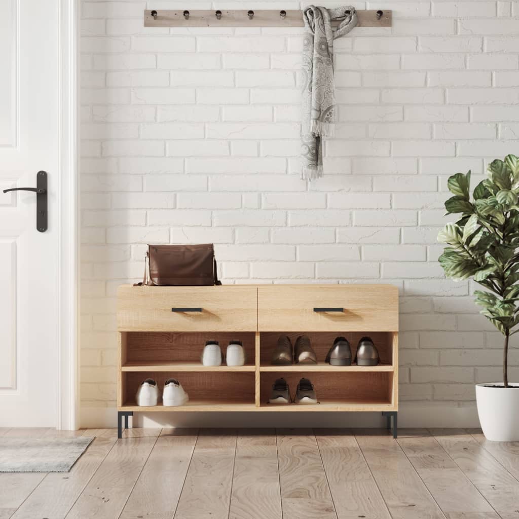Banc à chaussures chêne sonoma 102x35x55 cm bois d'ingénierie - XIOS