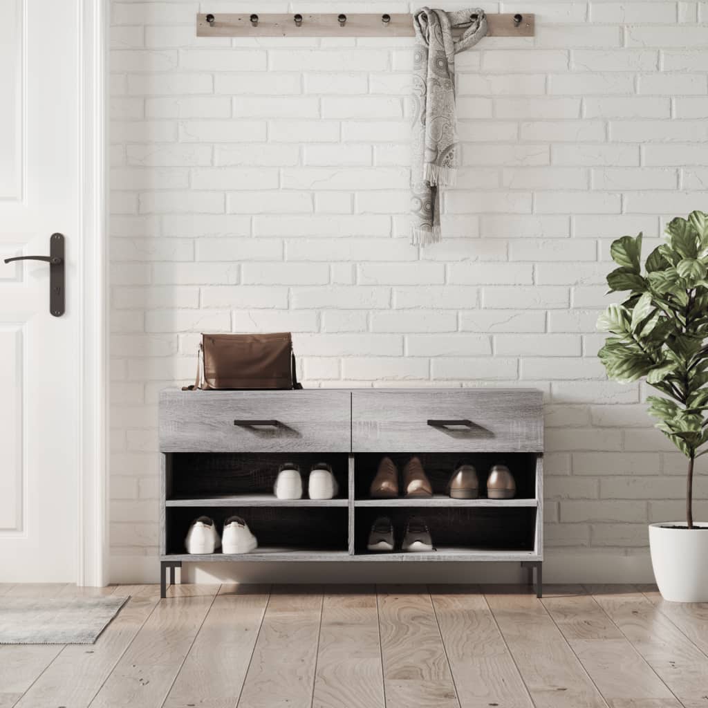 Banc à chaussures sonoma gris 102x35x55 cm bois d'ingénierie - XIOS