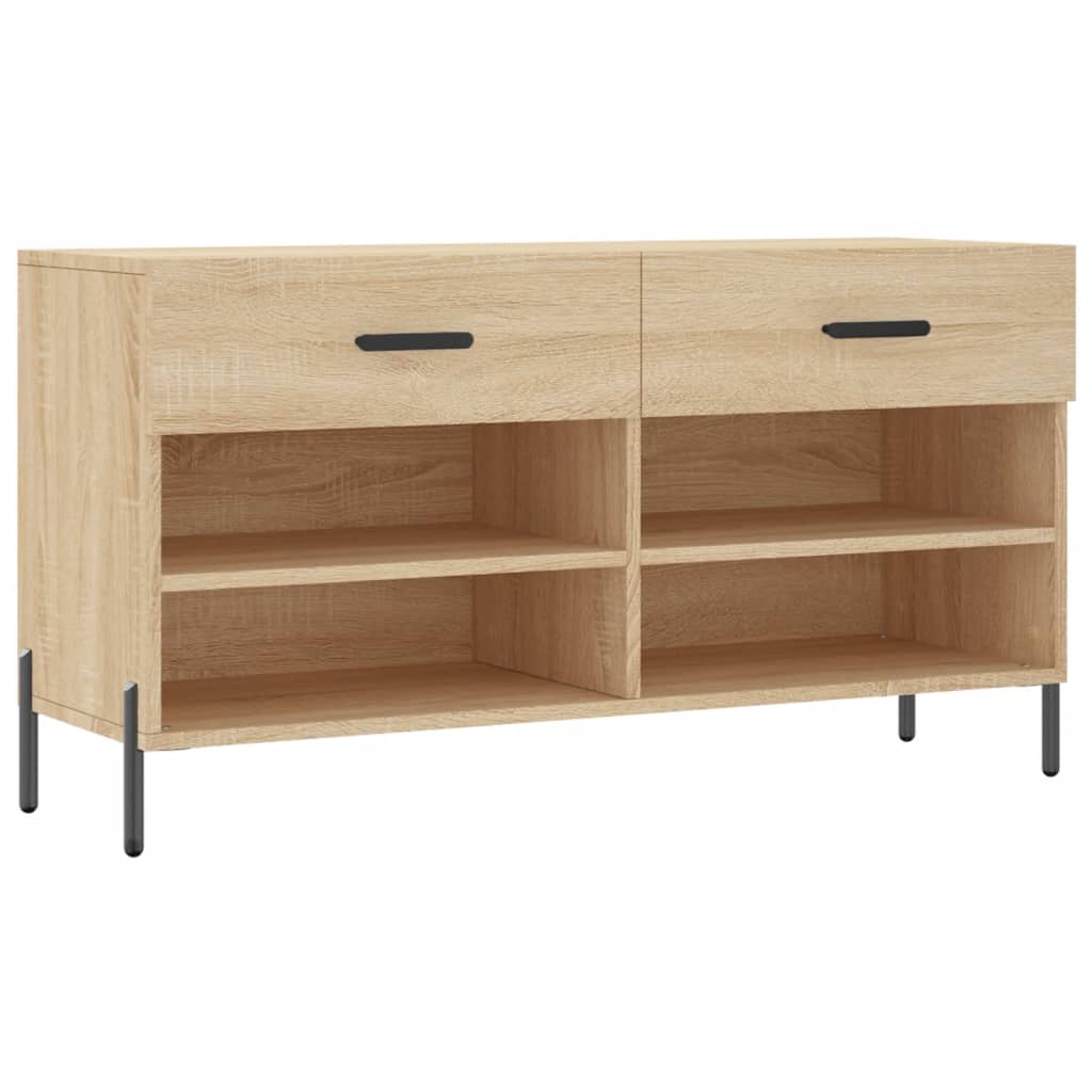 Banc à chaussures chêne sonoma 102x35x55 cm bois d'ingénierie - XIOS