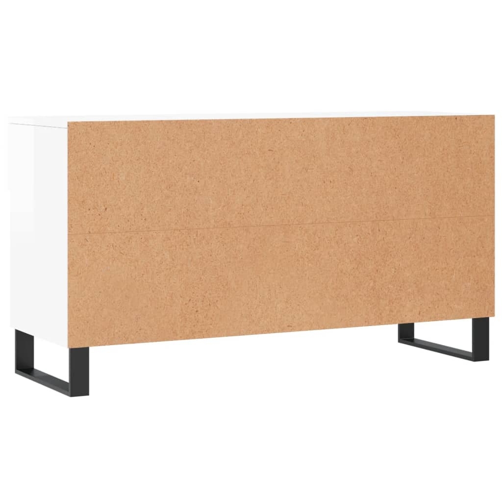 Banc à chaussures blanc brillant 102x35x55 cm bois d'ingénierie - XIOS