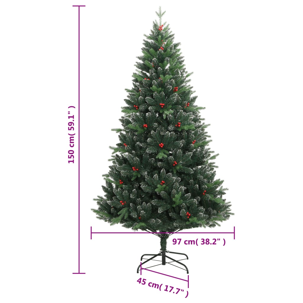 Sapin de Noël artificiel à charnières avec baies rouges 150 cm - XIOS