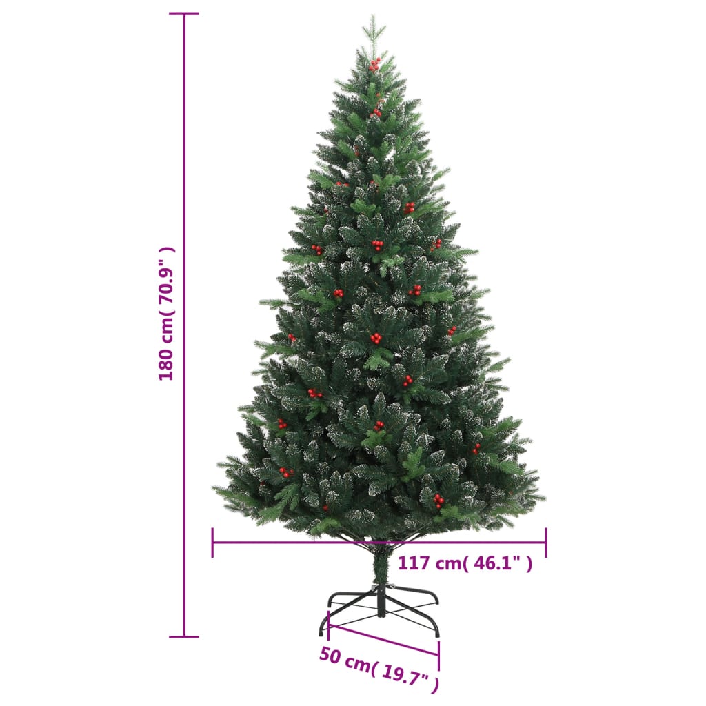 Sapin de Noël artificiel à charnières avec baies rouges 180 cm - XIOS