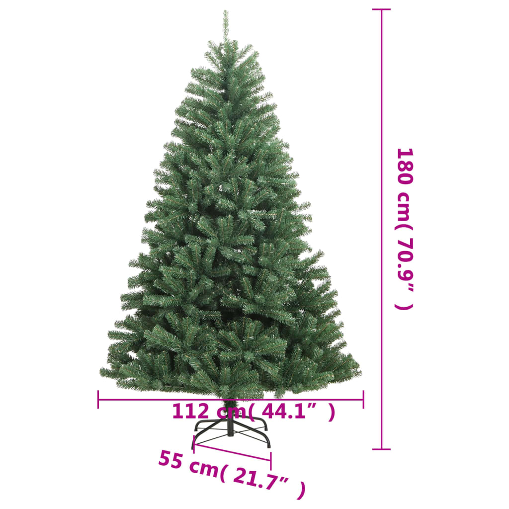 Sapin de Noël artificiel à charnières avec support vert 180 cm
