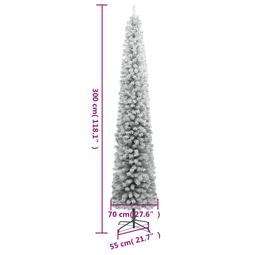 Sapin de Noël mince avec support et flocon de neige 300 cm PVC - XIOS