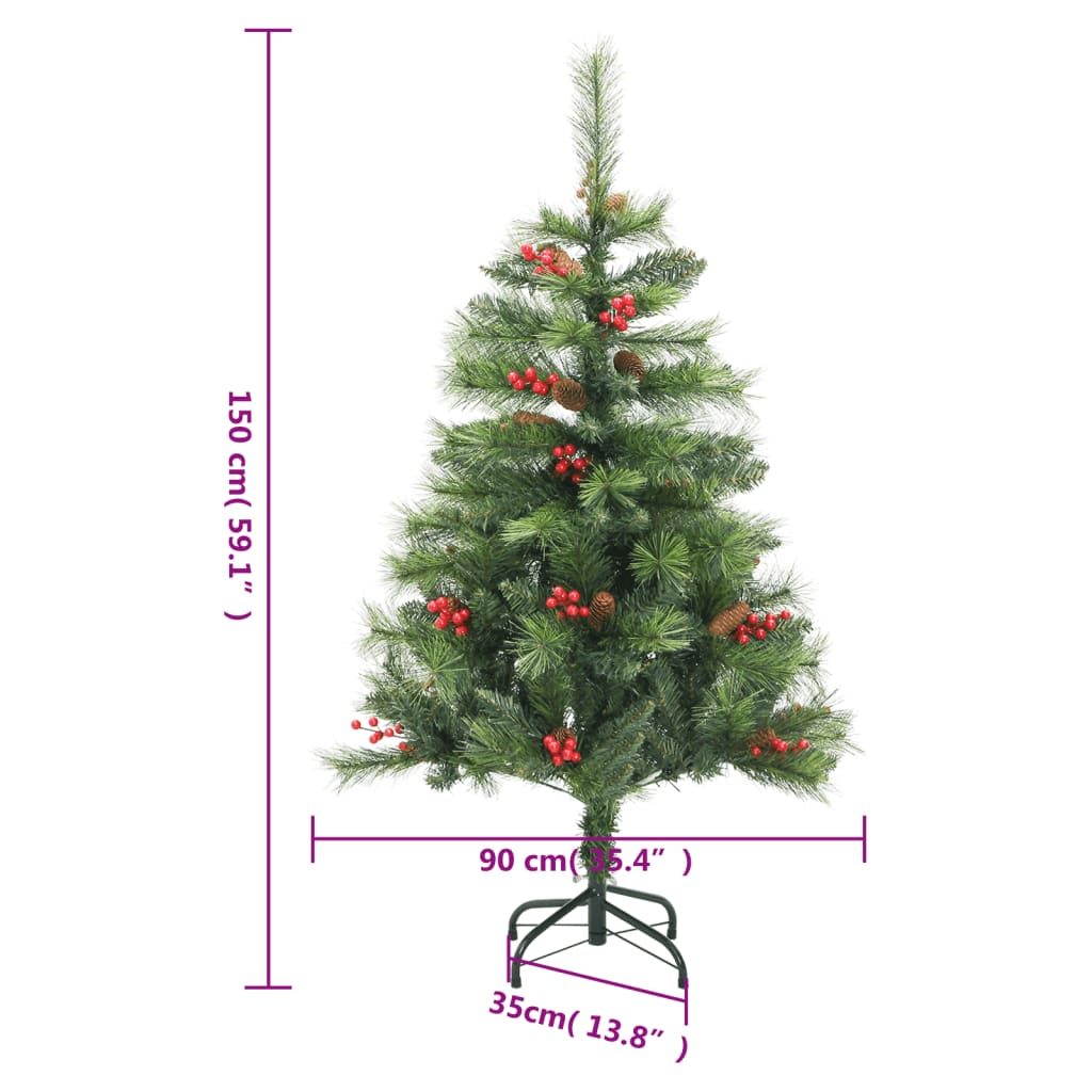 Sapin de Noël artificiel avec pommes de pin et baies 150 cm - XIOS