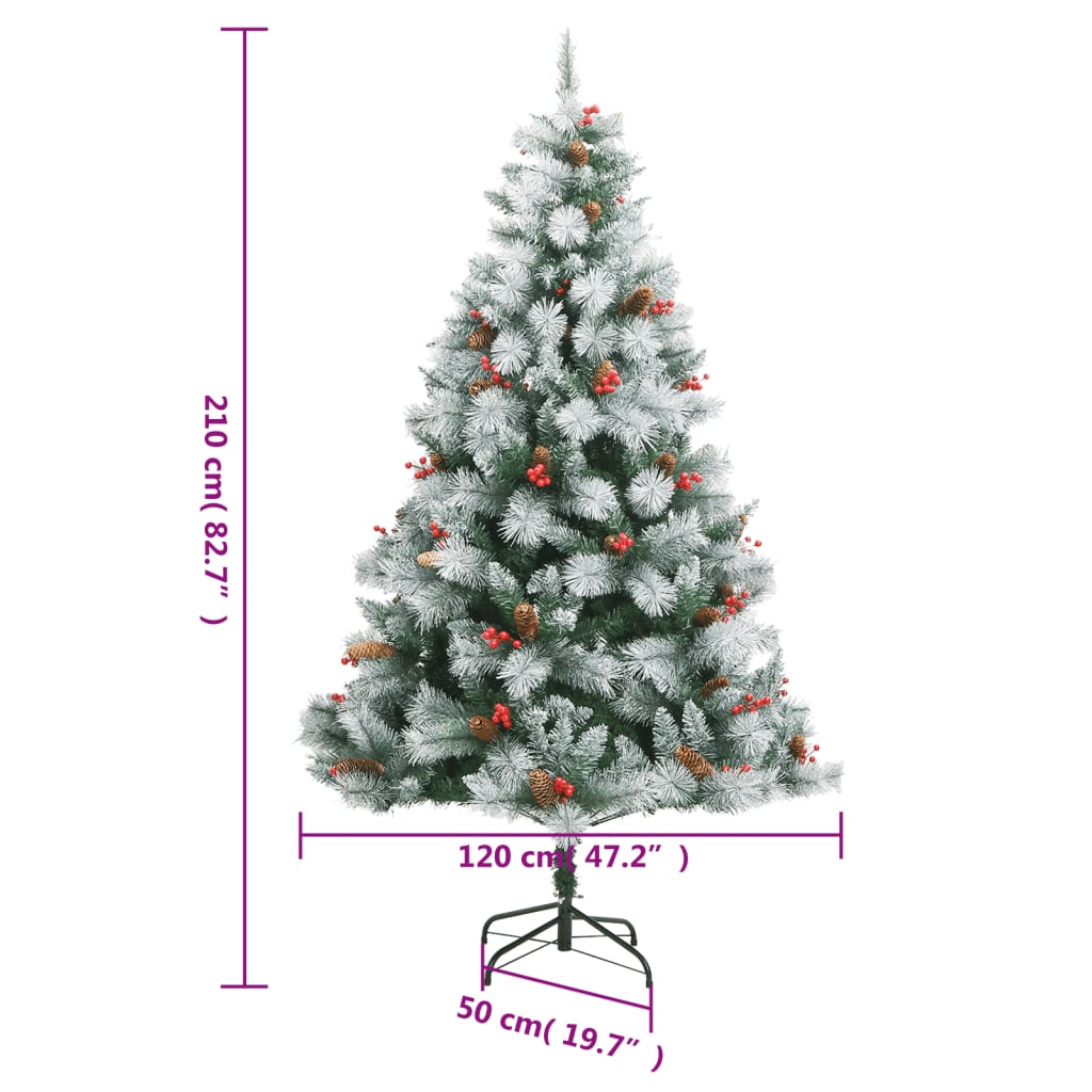 Sapin de Noël artificiel avec pommes de pin et baies 210 cm - XIOS
