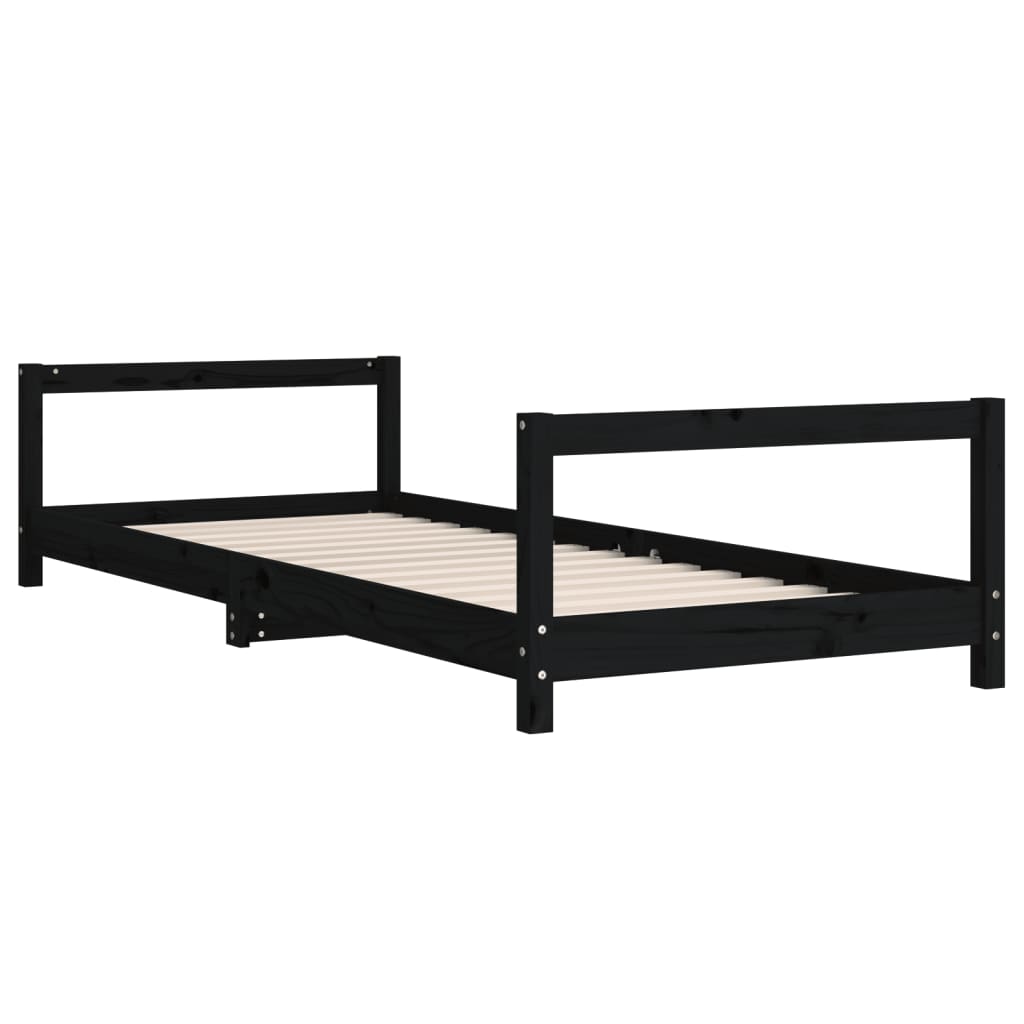 Cadre de lit pour enfants noir 80x200 cm bois de pin massif - XIOS