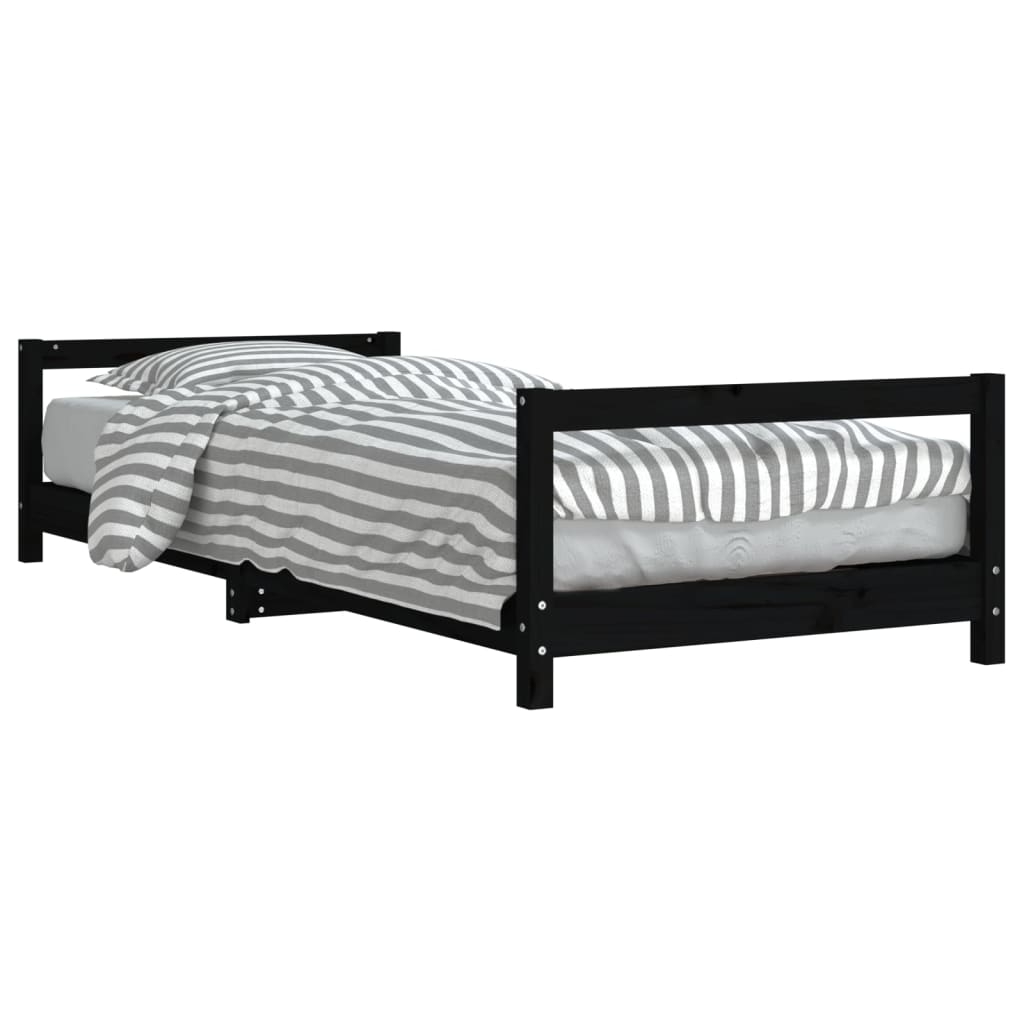 Cadre de lit pour enfants noir 90x200 cm bois de pin massif - XIOS