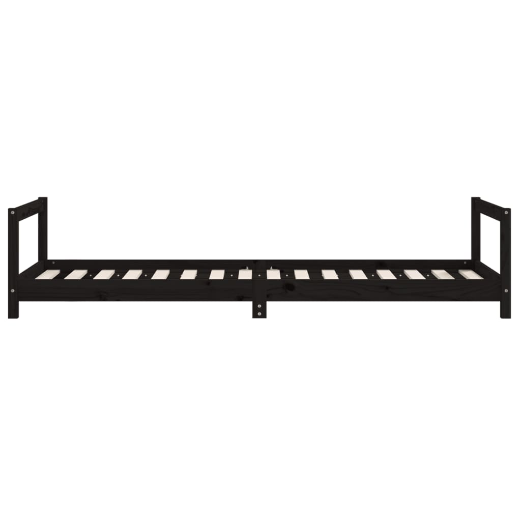 Cadre de lit pour enfants noir 90x200 cm bois de pin massif - XIOS