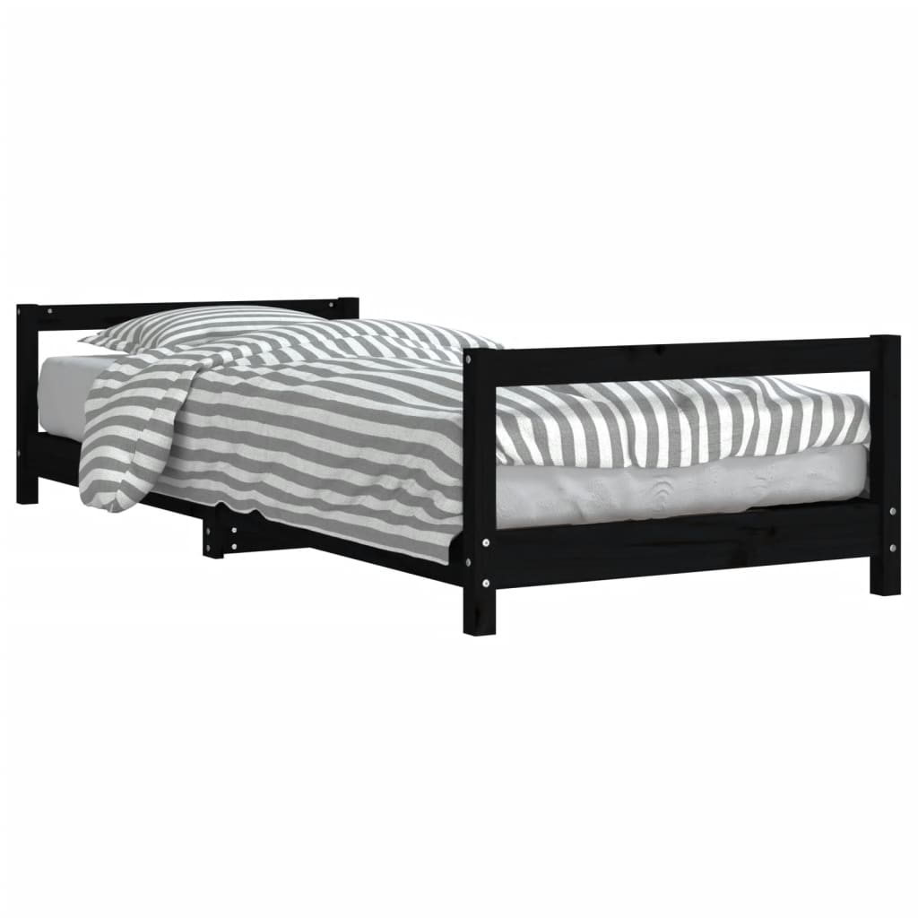 Cadre de lit pour enfants noir 90x190 cm bois de pin massif - XIOS