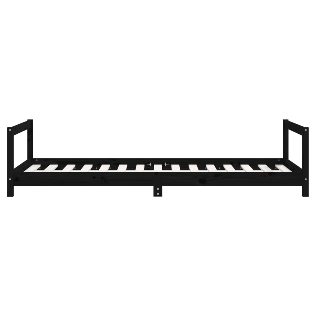 Cadre de lit pour enfants noir 90x190 cm bois de pin massif - XIOS