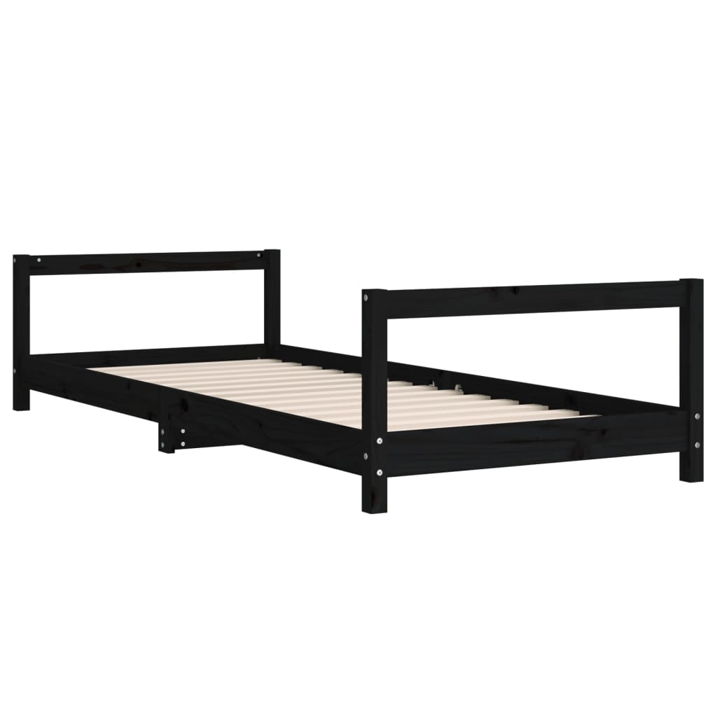 Cadre de lit pour enfants noir 90x190 cm bois de pin massif - XIOS