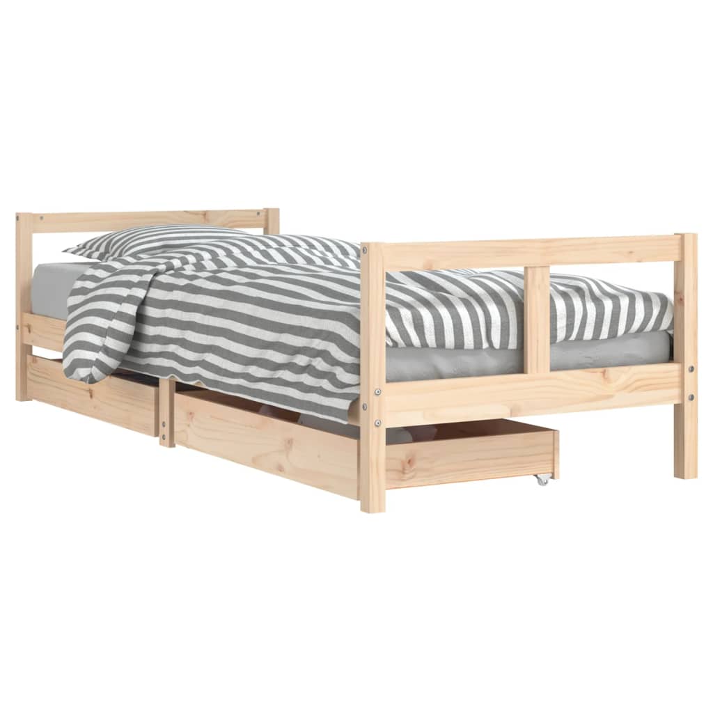 Cadre de lit pour enfants gris 80x200 cm bois de pin massif - XIOS