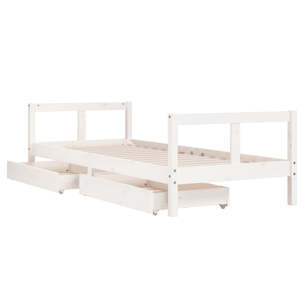 Cadre de lit enfant tiroirs blanc 80x200 cm bois de pin massif - XIOS