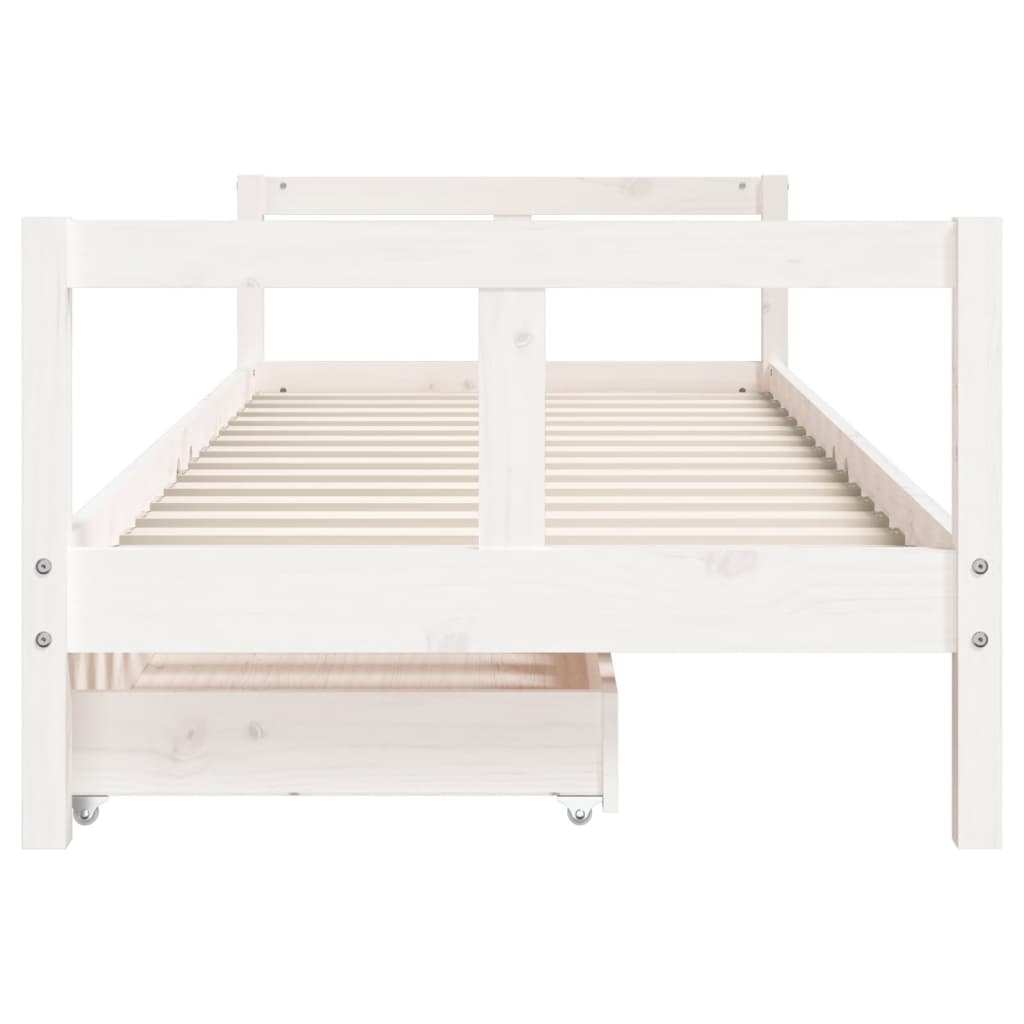 Cadre de lit enfant tiroirs blanc 80x200 cm bois de pin massif - XIOS