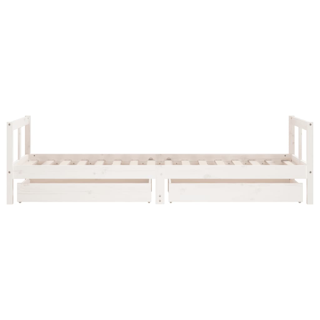 Cadre de lit enfant tiroirs blanc 80x200 cm bois de pin massif - XIOS
