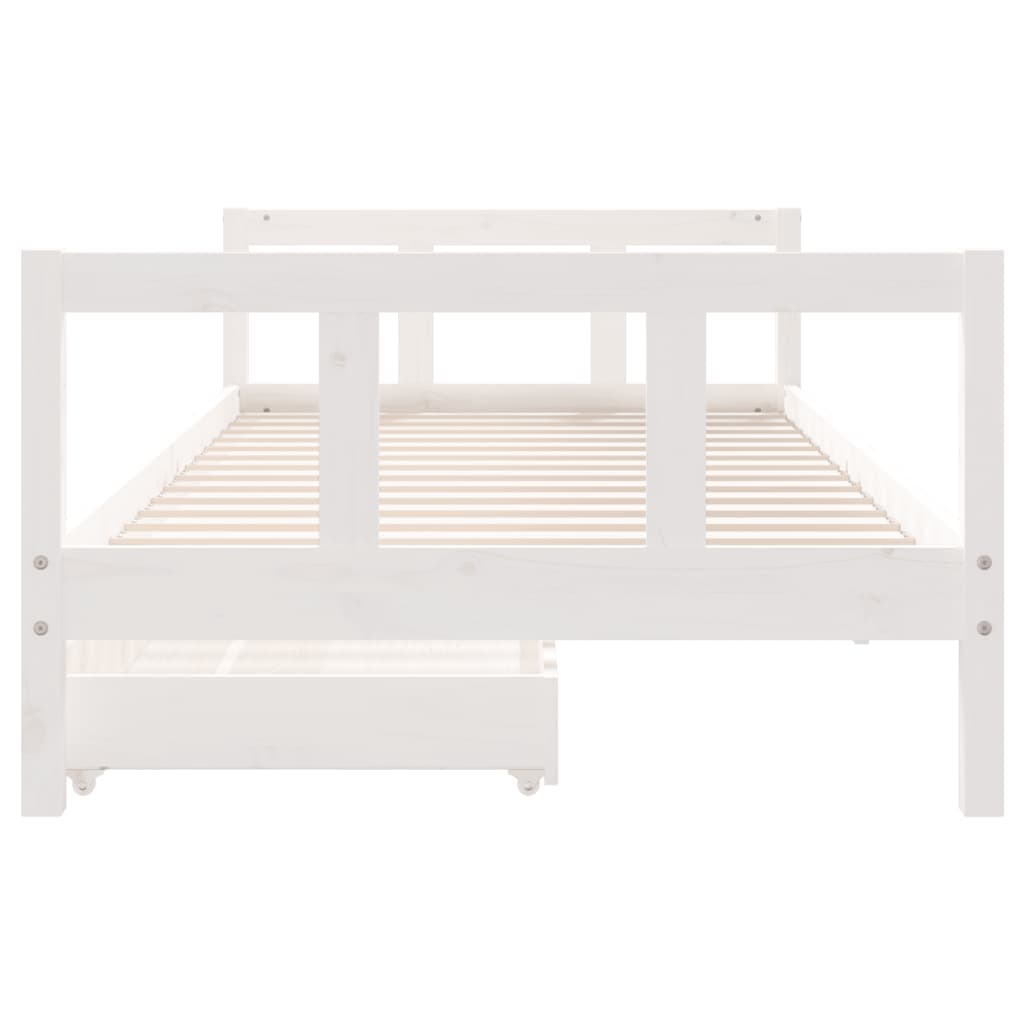 Cadre de lit enfant tiroirs blanc 90x200 cm bois de pin massif - XIOS