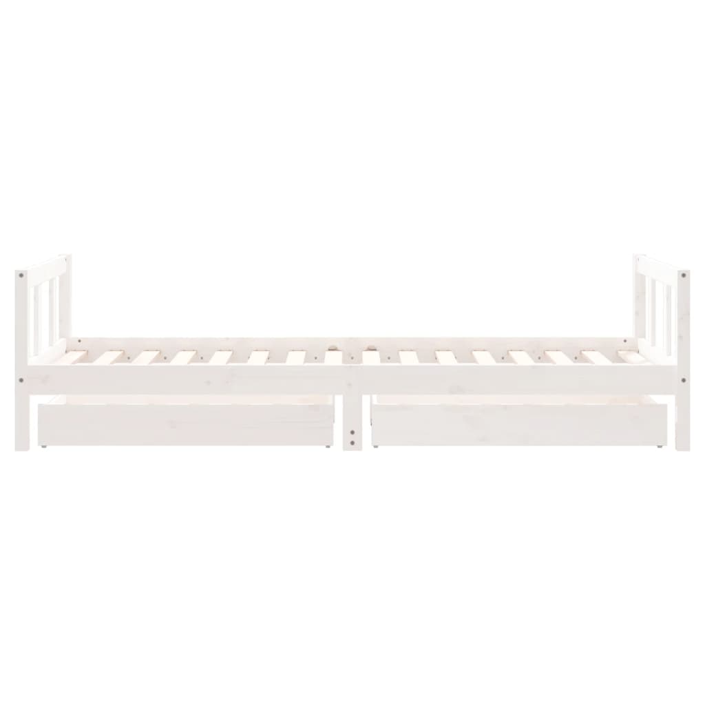 Cadre de lit enfant tiroirs blanc 90x200 cm bois de pin massif - XIOS