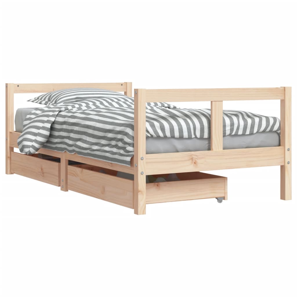 Cadre de lit pour enfant et tiroirs 80x160cm bois de pin massif - XIOS