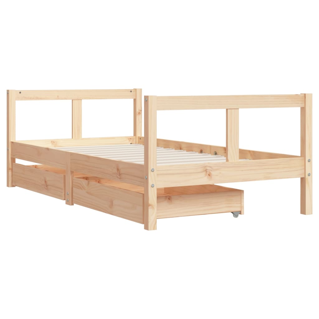 Cadre de lit pour enfant et tiroirs 80x160cm bois de pin massif - XIOS