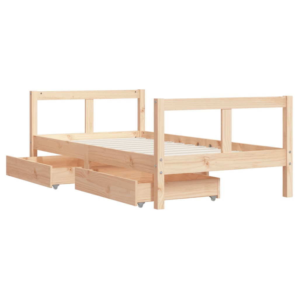 Cadre de lit pour enfant et tiroirs 80x160cm bois de pin massif - XIOS