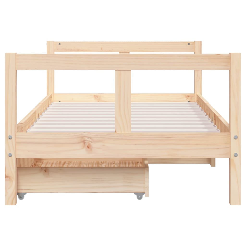 Cadre de lit pour enfant et tiroirs 80x160cm bois de pin massif - XIOS