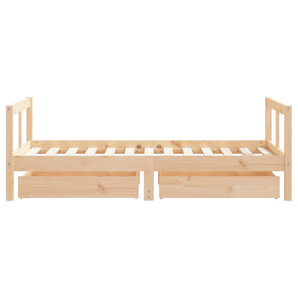 Cadre de lit pour enfant et tiroirs 80x160cm bois de pin massif - XIOS
