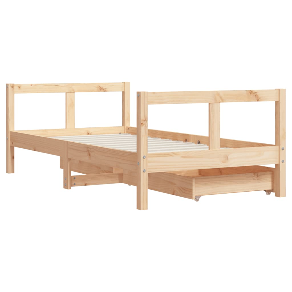 Cadre de lit pour enfant et tiroirs 80x160cm bois de pin massif - XIOS