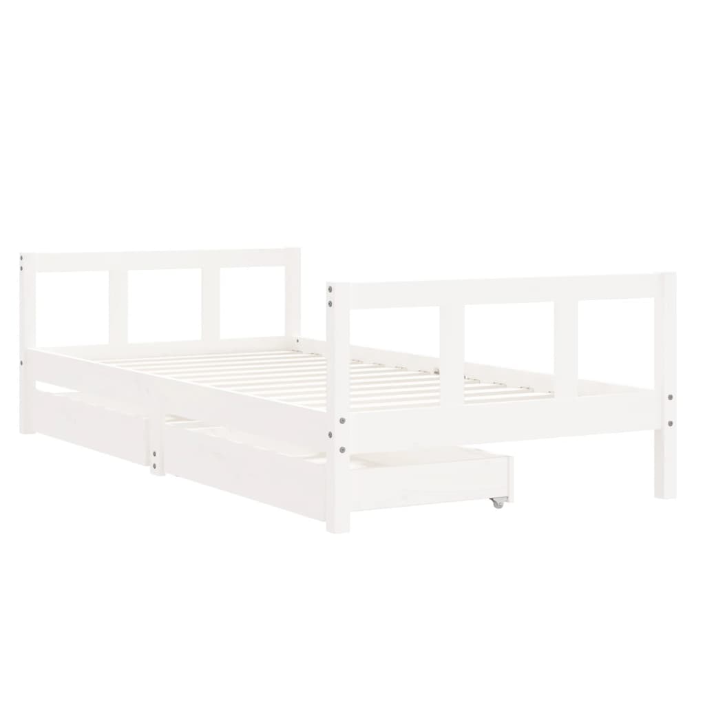 Cadre de lit d'enfants tiroirs blanc 90x190 cm bois pin massif - XIOS
