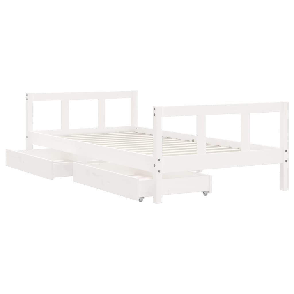 Cadre de lit d'enfants tiroirs blanc 90x190 cm bois pin massif - XIOS