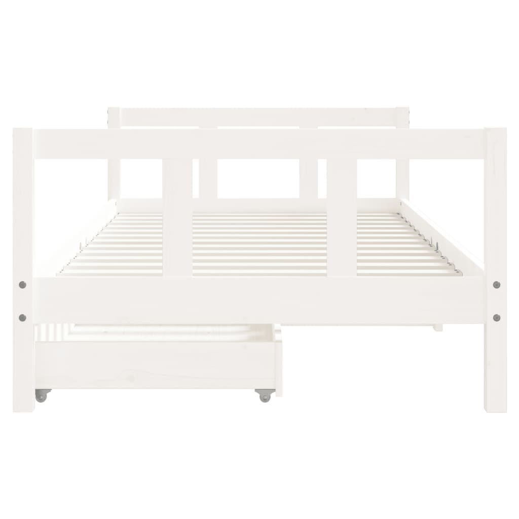 Cadre de lit d'enfants tiroirs blanc 90x190 cm bois pin massif - XIOS
