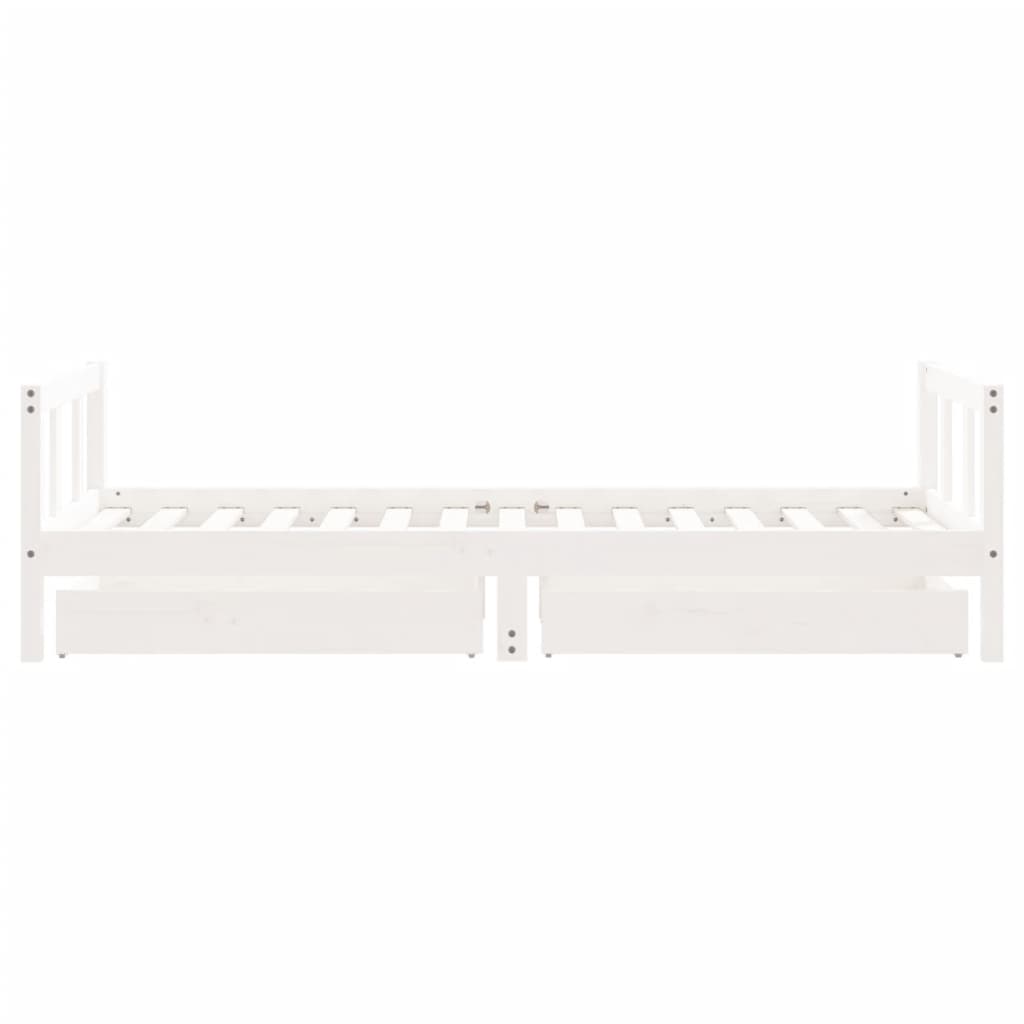 Cadre de lit d'enfants tiroirs blanc 90x190 cm bois pin massif - XIOS