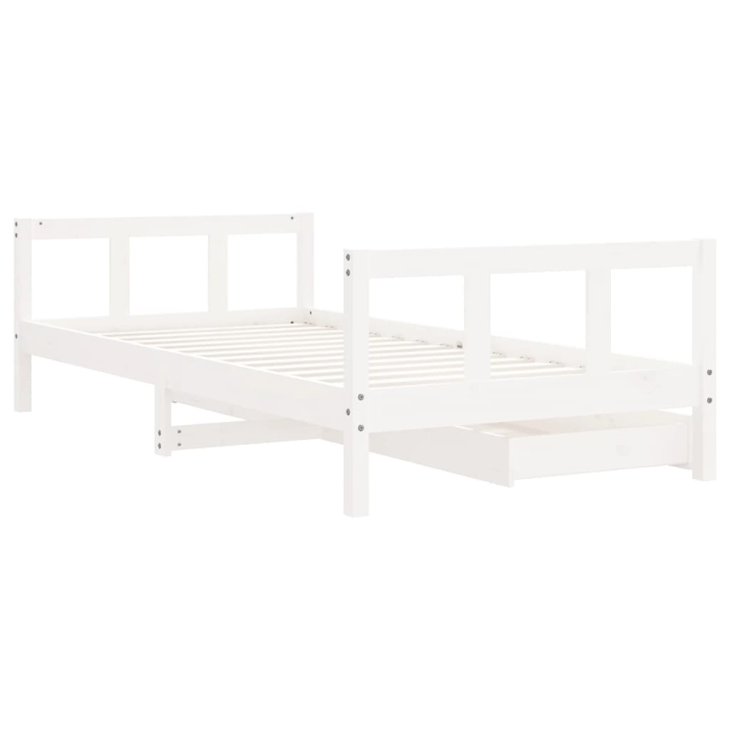 Cadre de lit d'enfants tiroirs blanc 90x190 cm bois pin massif - XIOS
