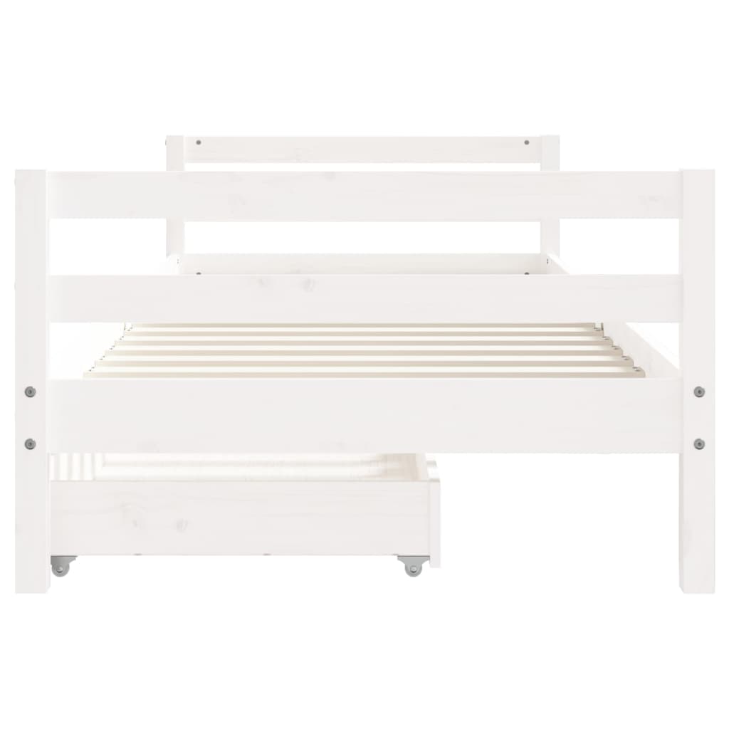 Cadre de lit enfant tiroirs blanc 80x200 cm bois de pin massif - XIOS