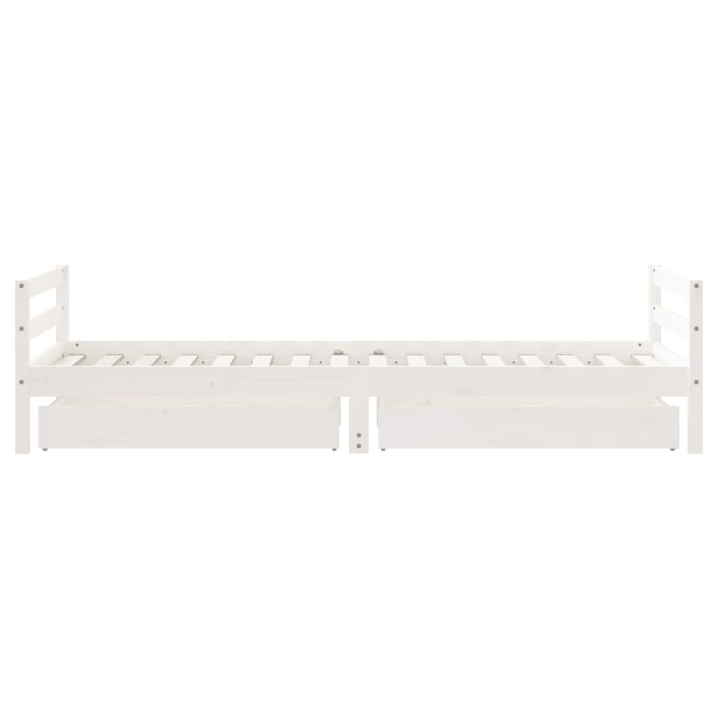 Cadre de lit enfant tiroirs blanc 80x200 cm bois de pin massif - XIOS