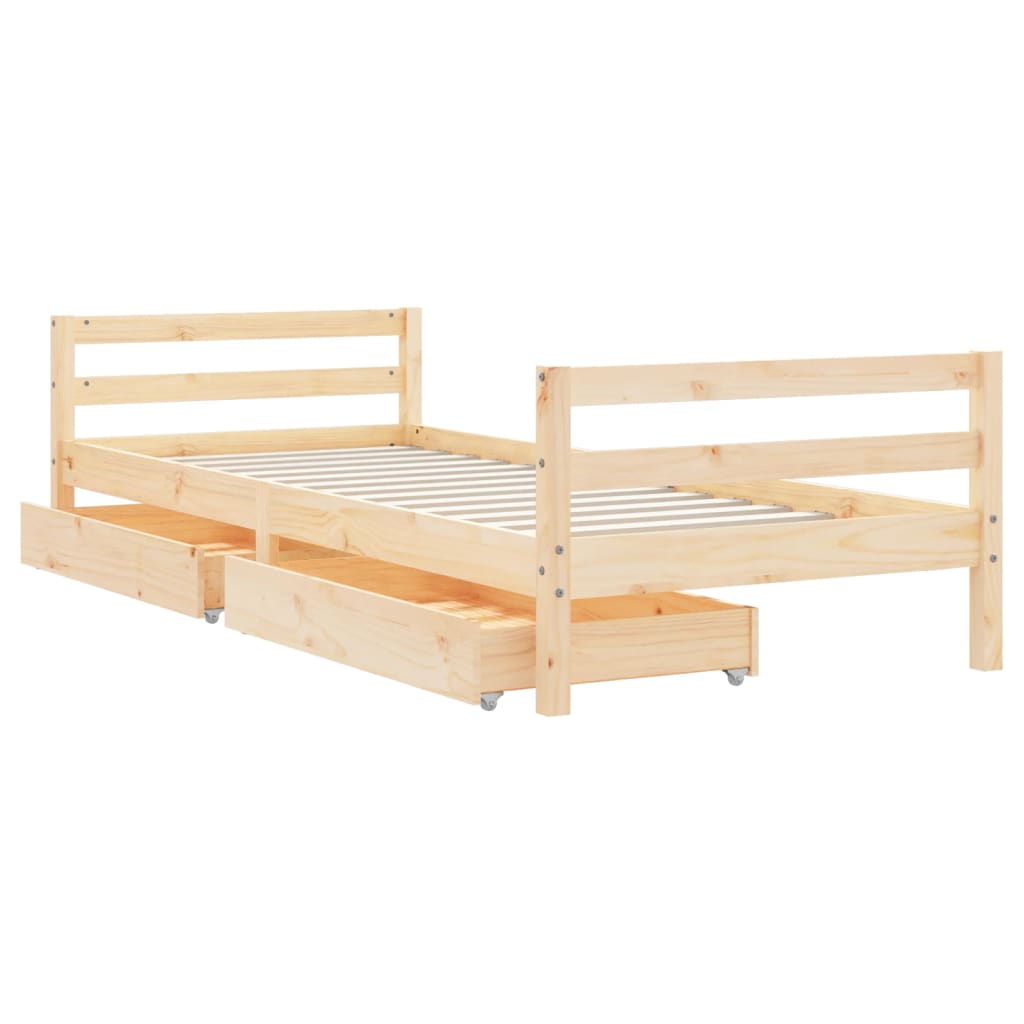 Cadre de lit enfant avec tiroirs 90x200 cm bois de pin massif - XIOS