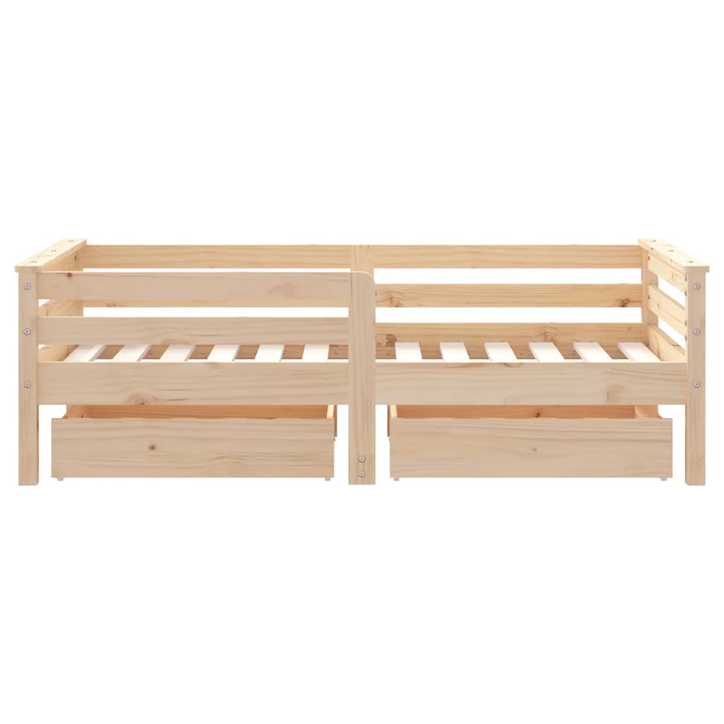 Cadre de lit enfant avec tiroirs 70x140 cm bois de pin massif