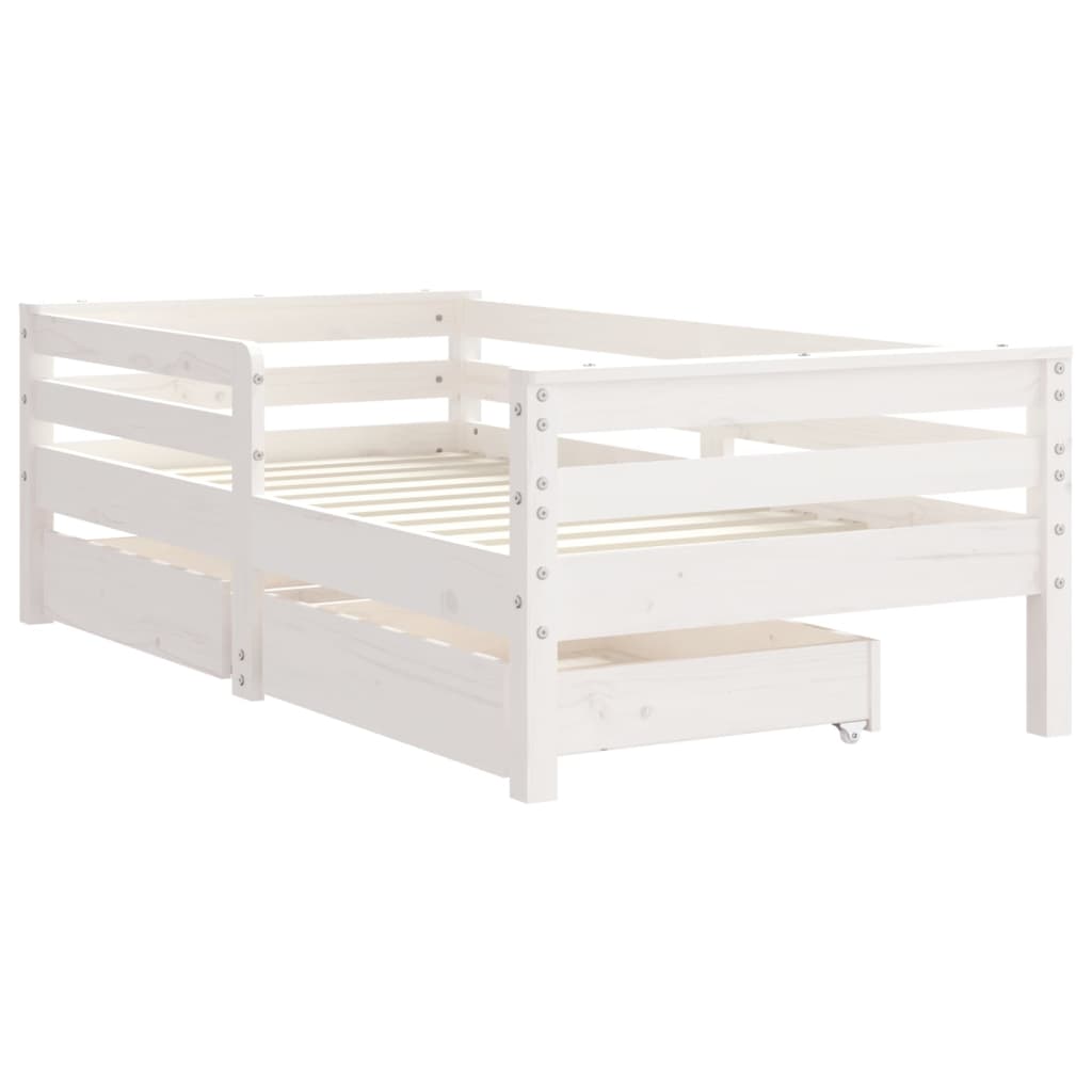 Cadre de lit enfant tiroirs blanc 70x140 cm bois de pin massif - XIOS