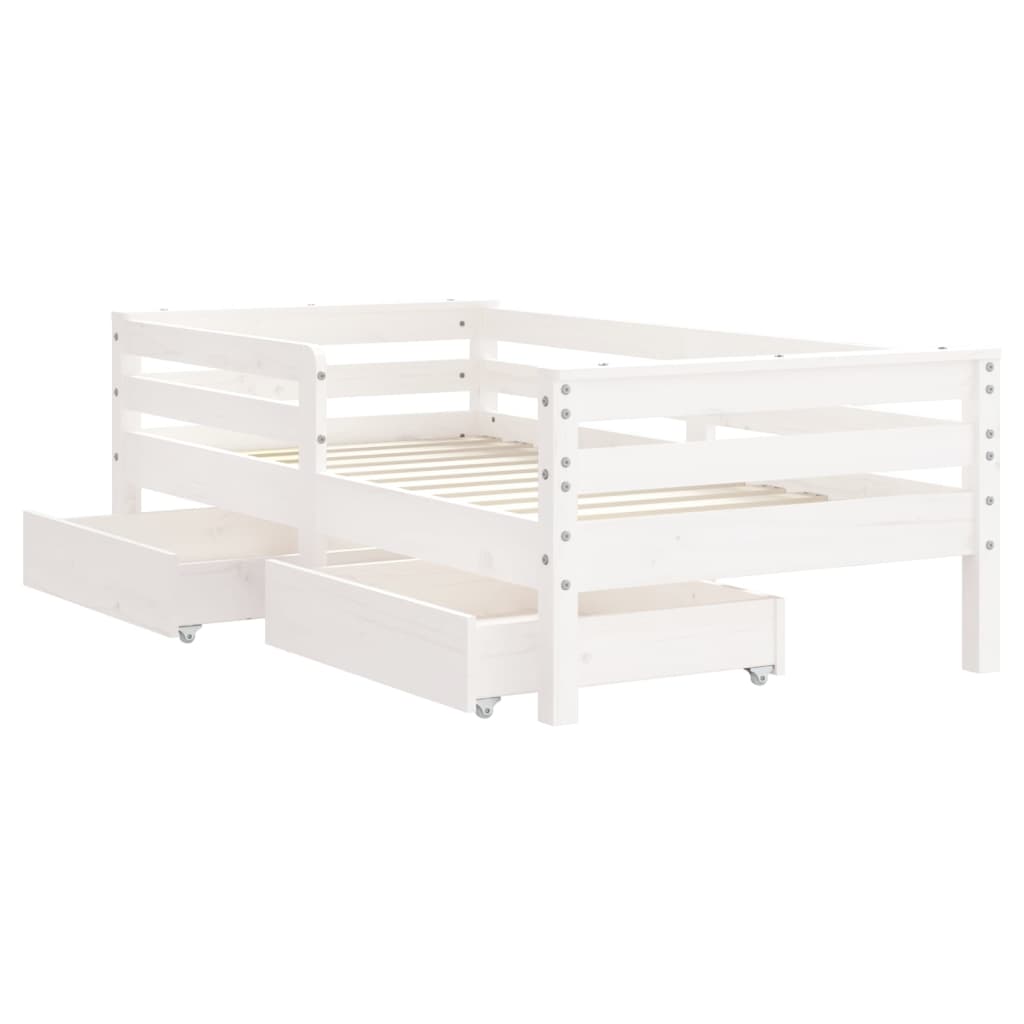 Cadre de lit enfant tiroirs blanc 70x140 cm bois de pin massif - XIOS