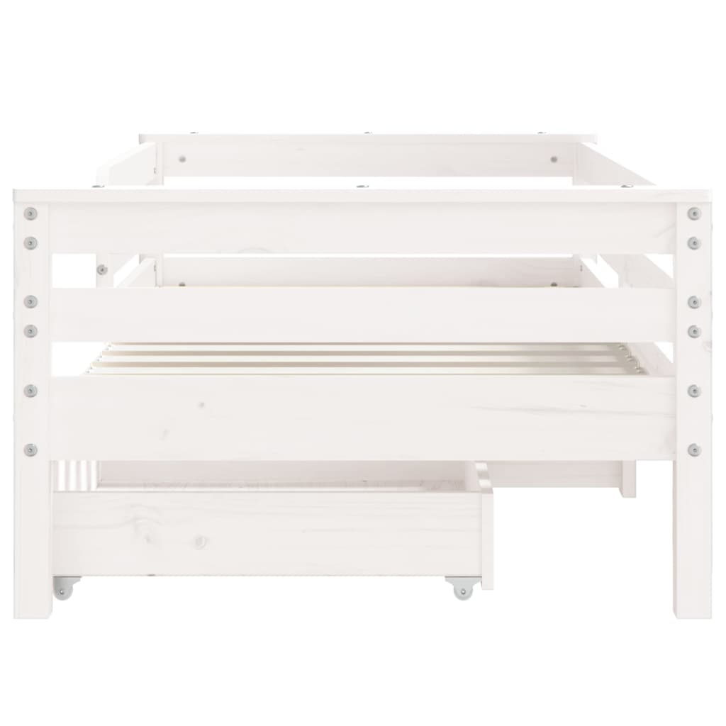 Cadre de lit enfant tiroirs blanc 70x140 cm bois de pin massif - XIOS