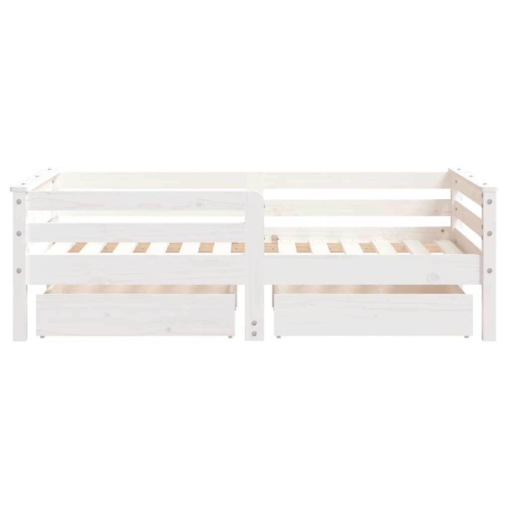 Cadre de lit enfant tiroirs blanc 70x140 cm bois de pin massif - XIOS