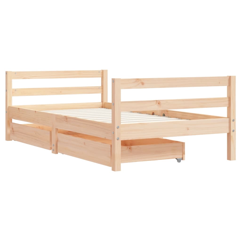 Cadre de lit pour enfant et tiroirs 80x160cm bois de pin massif