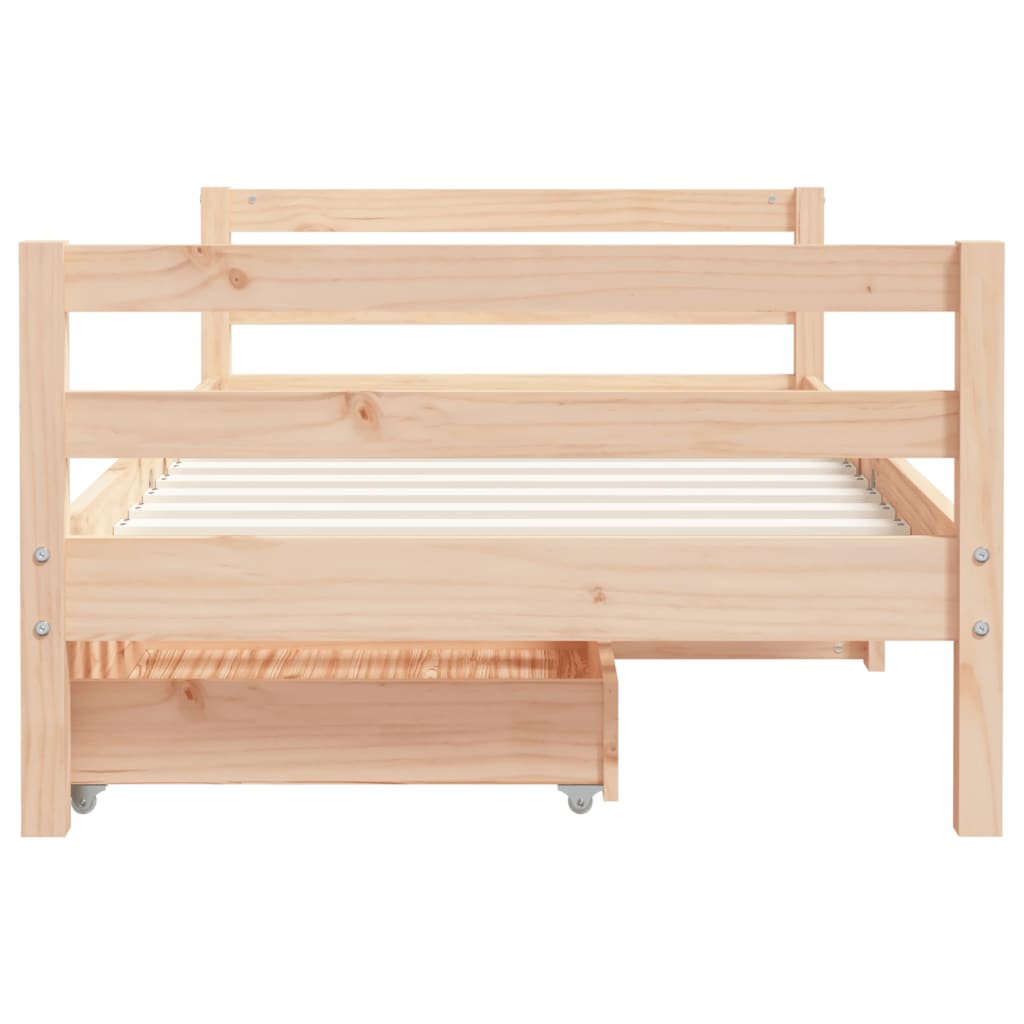 Cadre de lit pour enfant et tiroirs 80x160cm bois de pin massif
