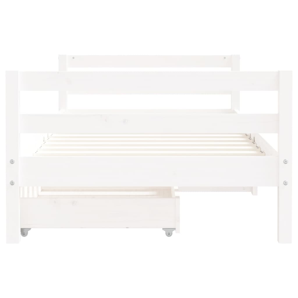 Cadre de lit pour enfant tiroirs blanc 80x160cm bois pin massif - XIOS
