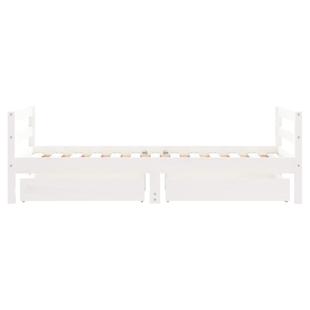 Cadre de lit pour enfant tiroirs blanc 80x160cm bois pin massif - XIOS