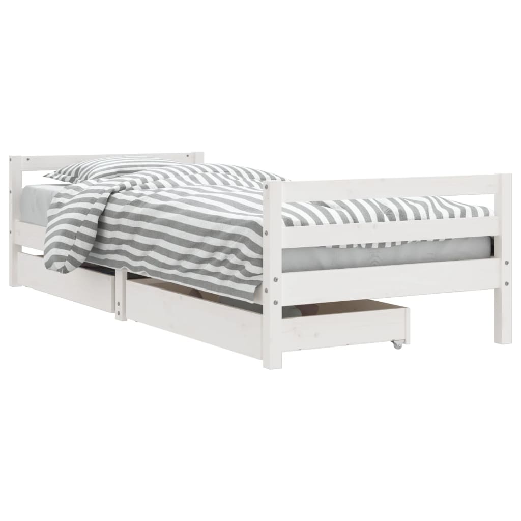 Cadre de lit d'enfants tiroirs blanc 90x190 cm bois pin massif - XIOS