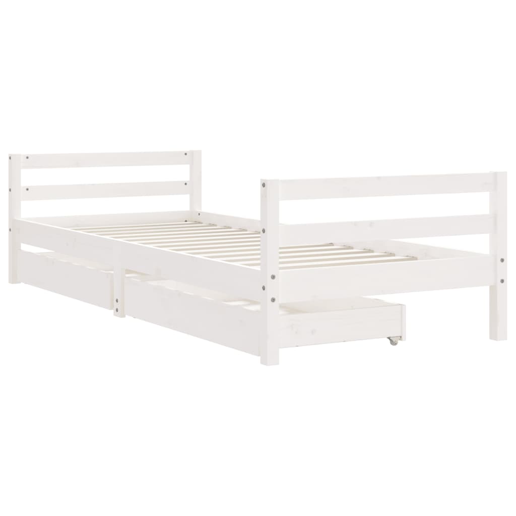 Cadre de lit d'enfants tiroirs blanc 90x190 cm bois pin massif - XIOS