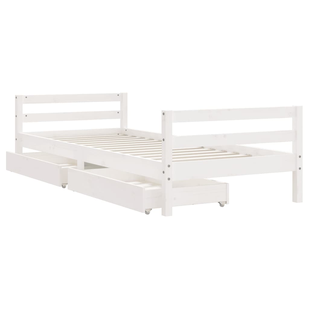 Cadre de lit d'enfants tiroirs blanc 90x190 cm bois pin massif - XIOS